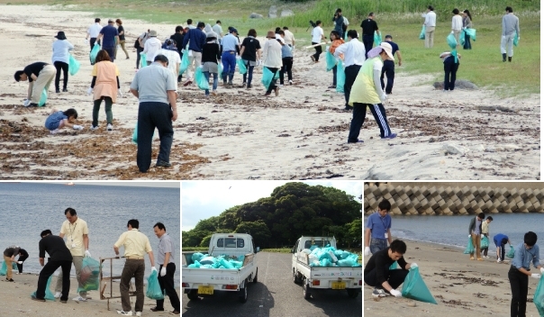 250名が参加した海岸清掃の様子